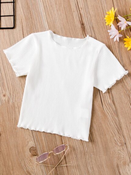 Top Lettuce short sleeve crop Top Rib fabric